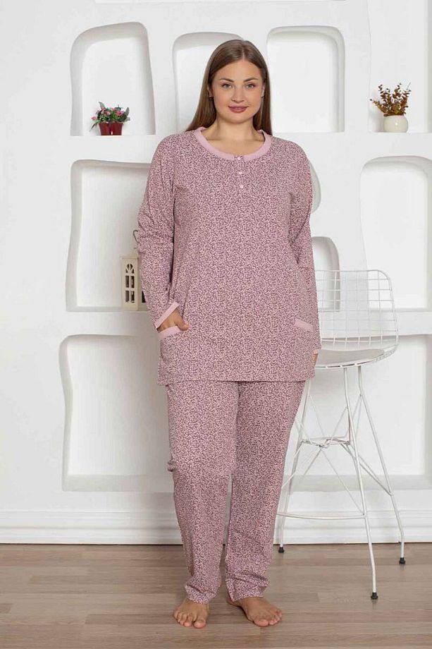 Gül Kurusu Cepli Büyük Beden Pijama Takımı 2798uyb - 1