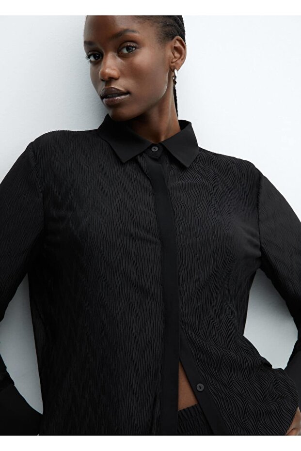 Dokulu düğmeli gömlek - 8