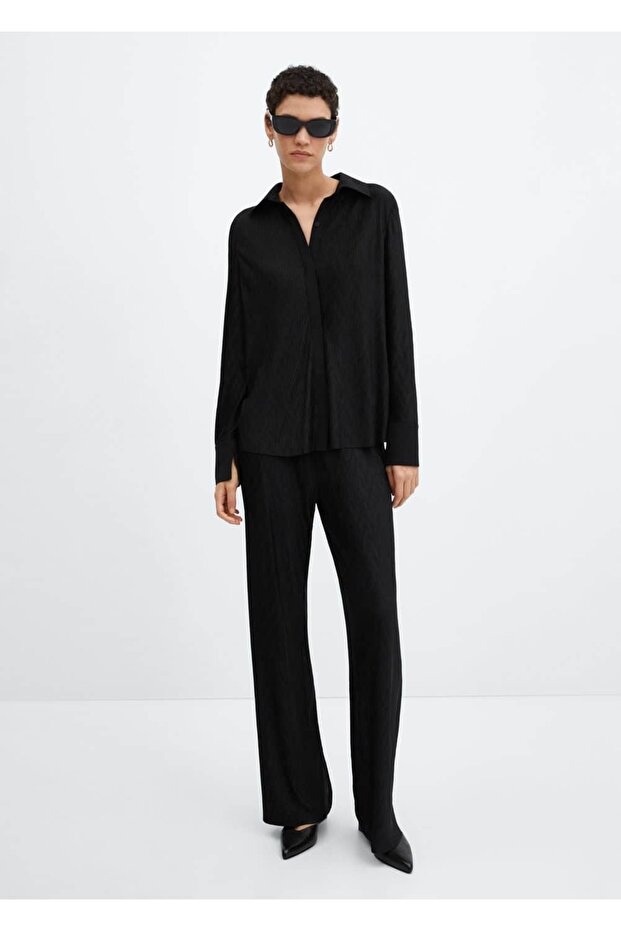 Dokulu düğmeli gömlek - 2