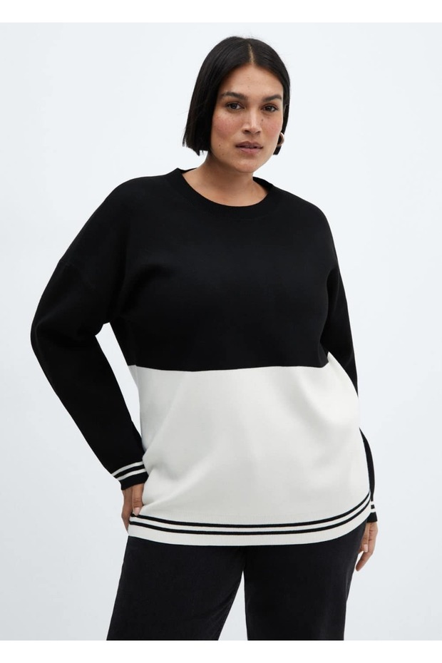 Zweifarbiger Strickpullover - 5