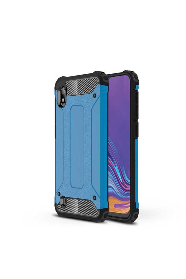 Galaxy A10 Compatible - Case Double Layer Protective Crash Military Tank Case - Blue
