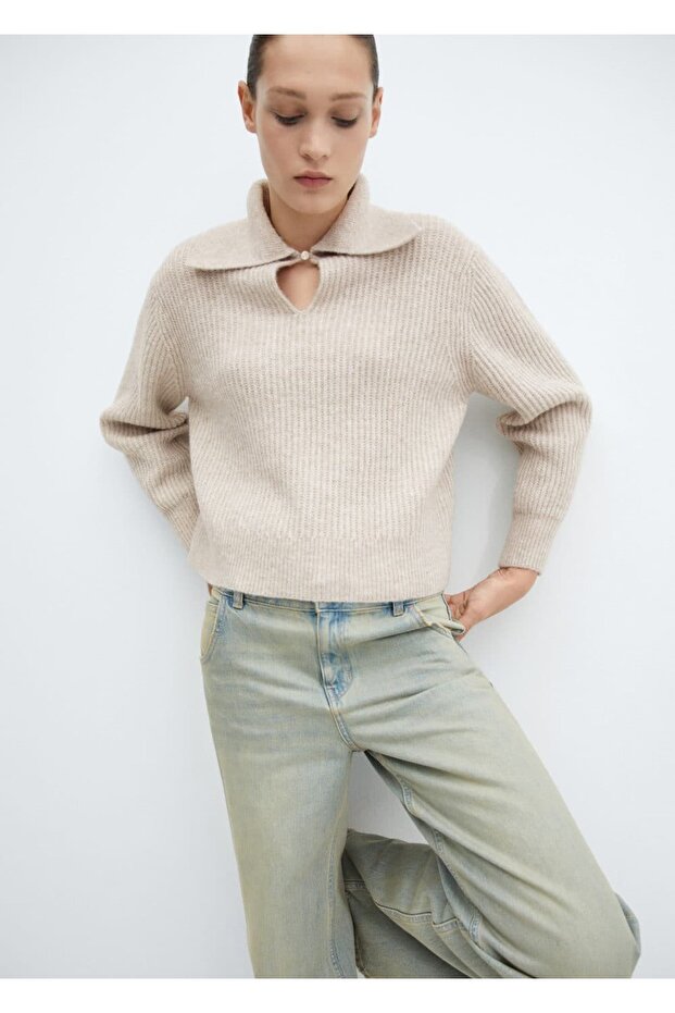 knitted sweater - Open collar - 6