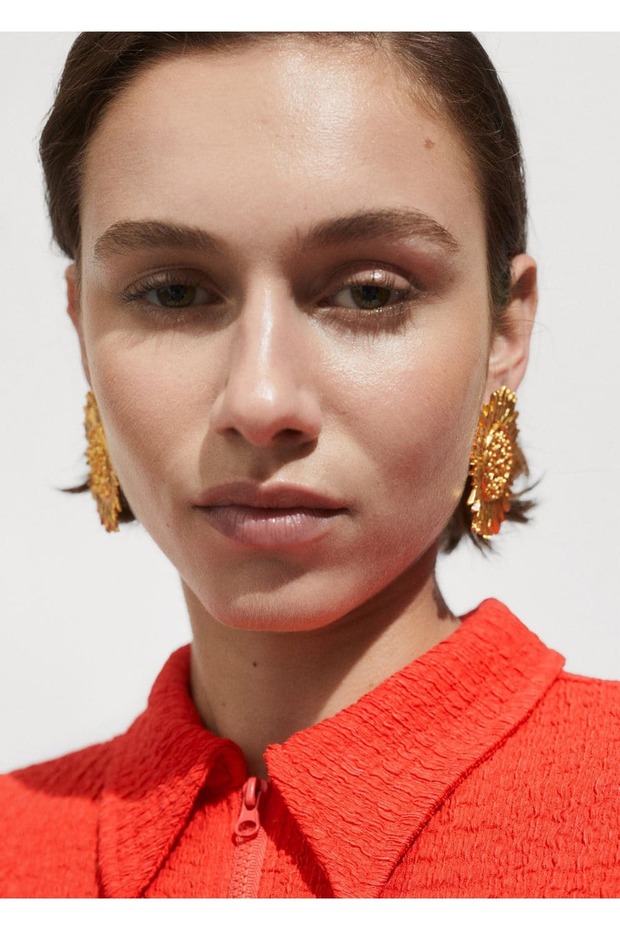 Dokulu polo yaka elbise - 6