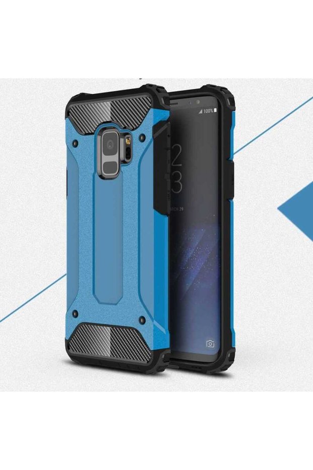 Galaxy S9 Compatible - Case Dual Layer Armor Tank Crash Military Cover - Blue - T2446