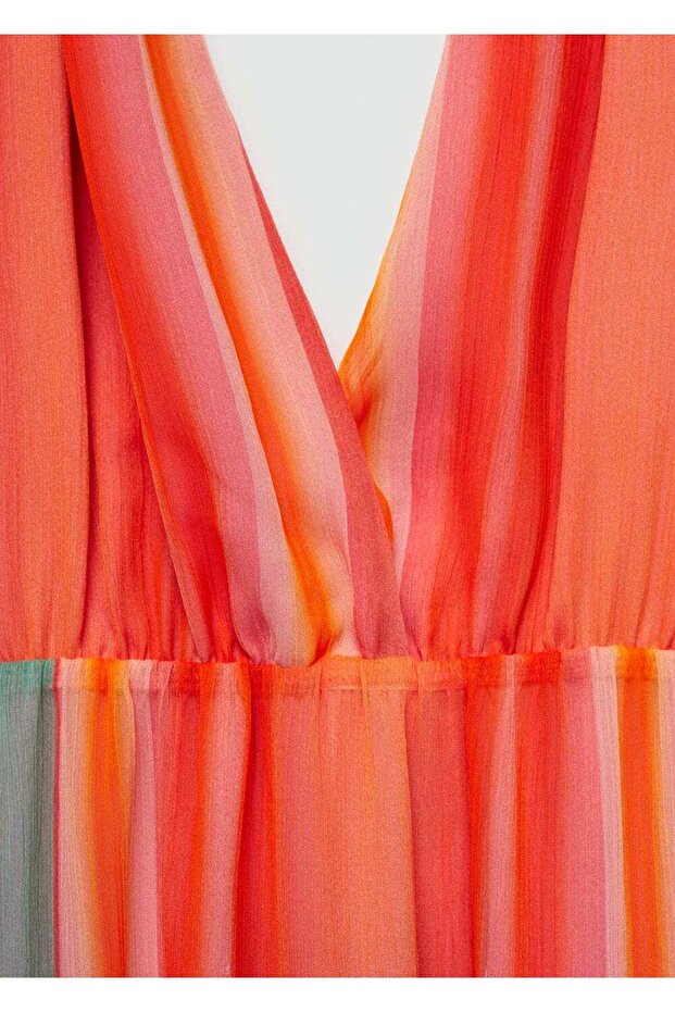 Desenli düğümlü elbise - 7