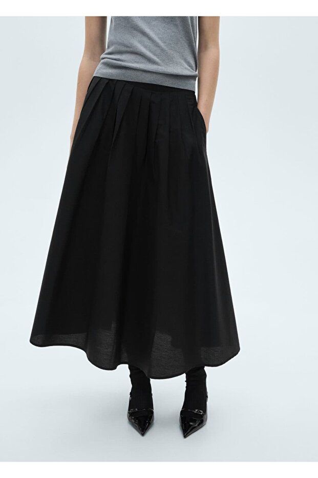 İri Pileli Midi Etek - 7