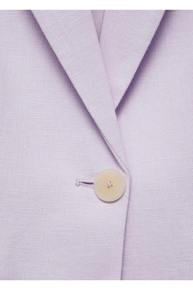 Keten crop blazer ceket - 5