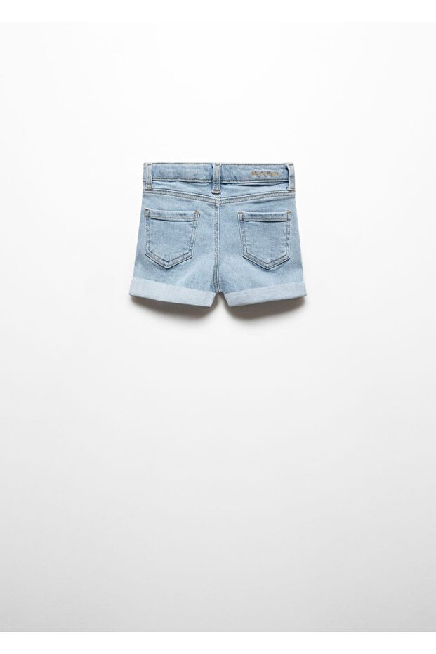Paçaları kıvrık denim şort - 4