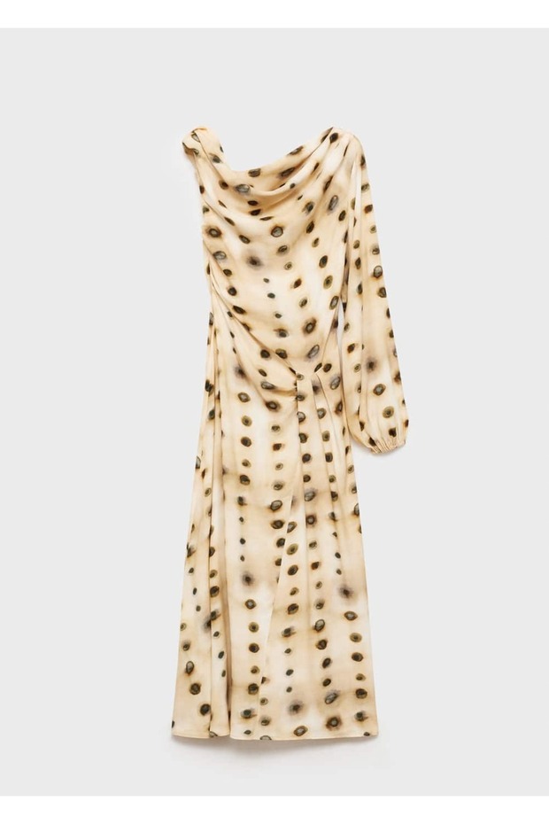 Puantiyeli Asimetrik Elbise - 3