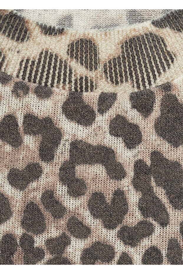 Leopar Desenli Triko Bluz - 5