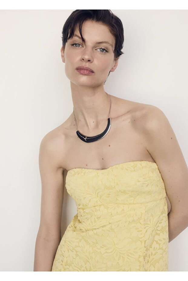 Straplez dantel elbise - 7