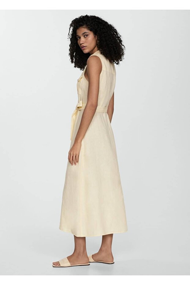 Keten Gömlek Elbise - 4