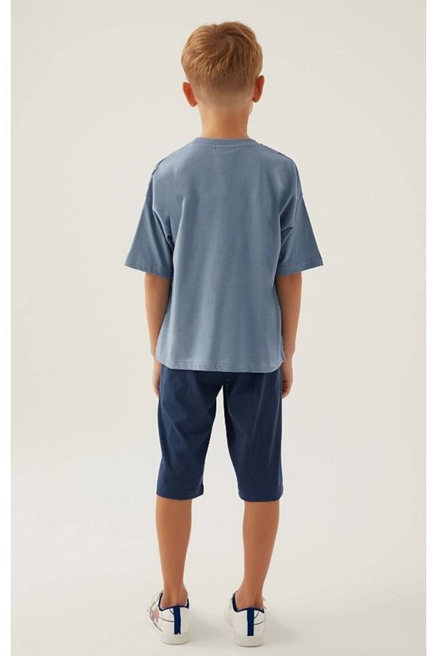 Lisanslı D4877 Bug T-shirt Ve Kapri Alt Üst Erkek Çocuk Takımı Mavi - 5