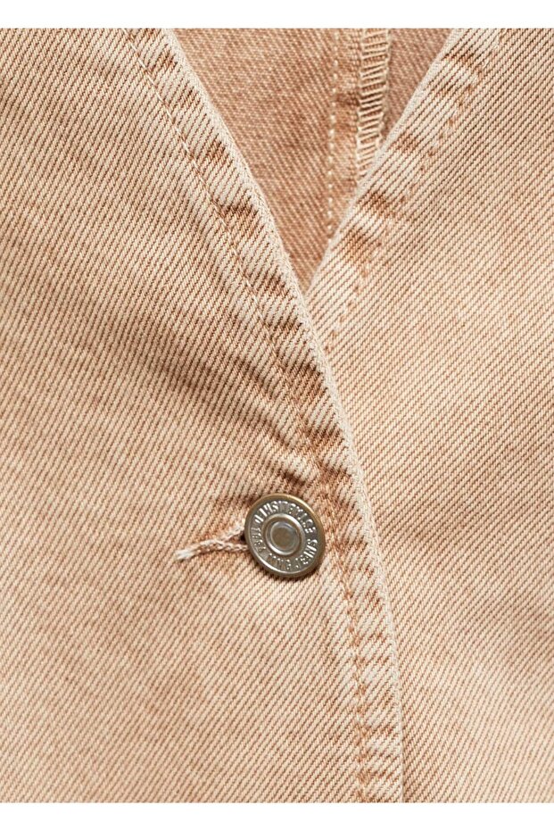 Dikişli denim yelek - 5