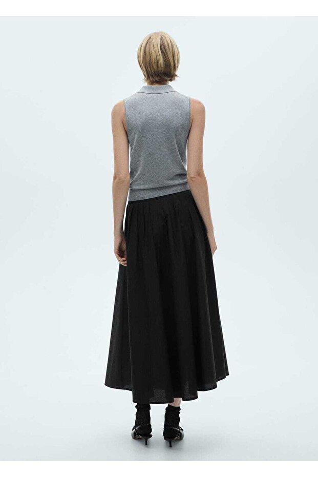İri Pileli Midi Etek - 4