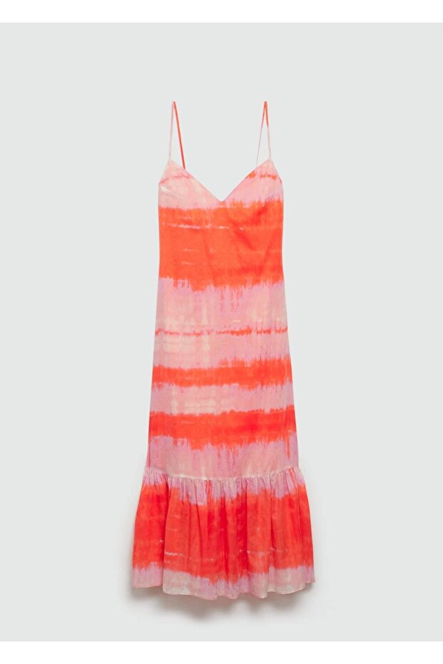 Desenli volanlı elbise - 2