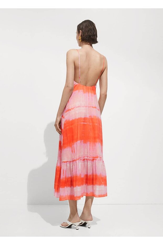 Desenli volanlı elbise - 3