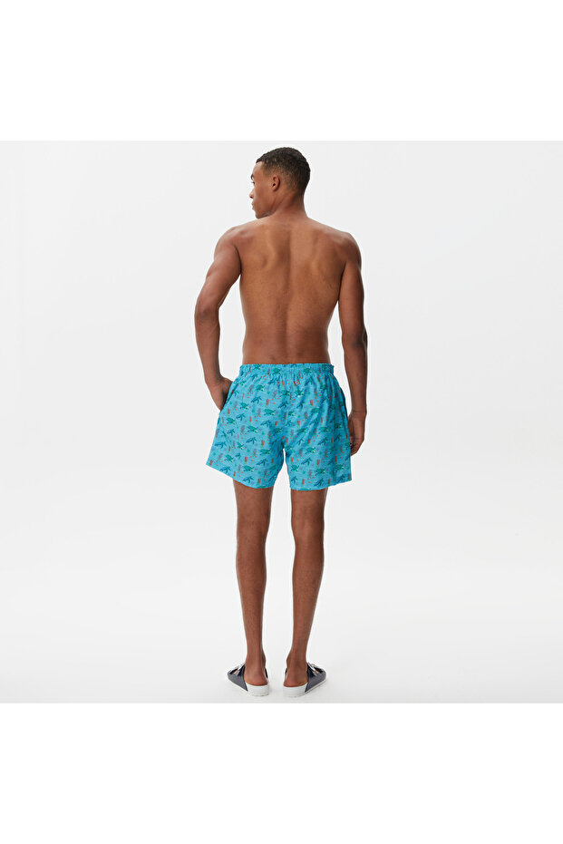 Erkek Mavi Baskılı Deniz Şortu - 2