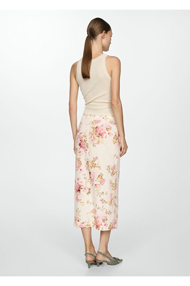 Keten yırtmaçlı etek - 4