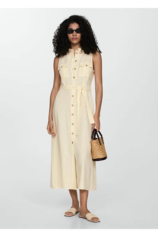 Keten Gömlek Elbise - 2