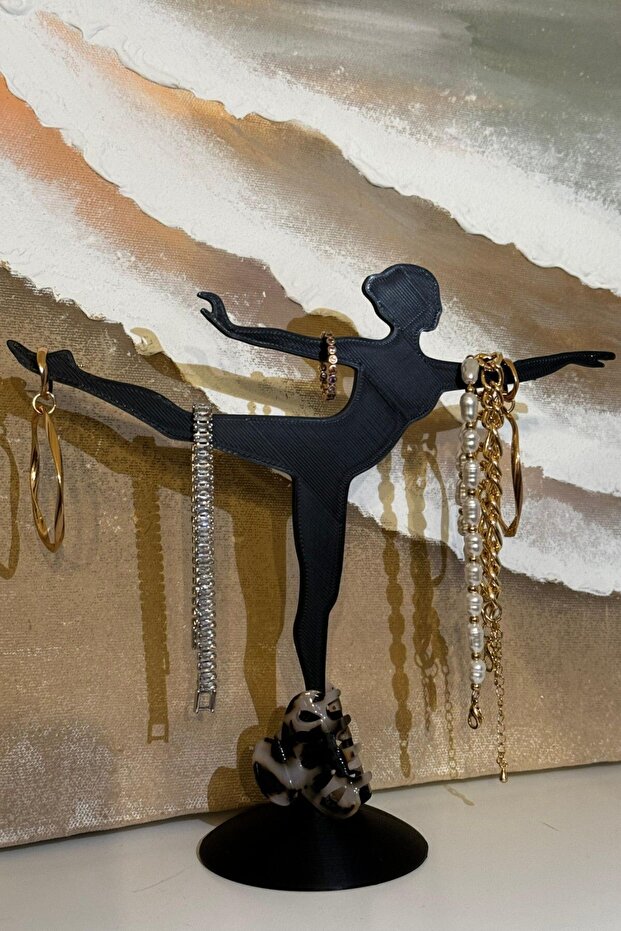 Decorative Ballerina Design Jewelry Stand - Ring / Earring / Necklace - Black