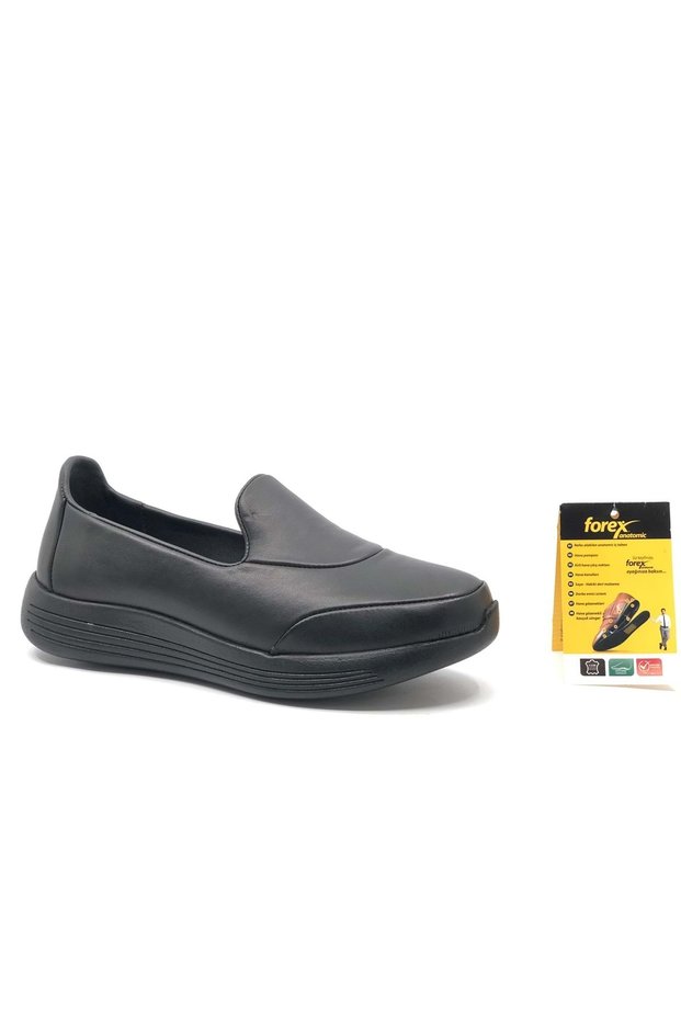 Forex Dr.Tavsiyeli 100% Genuine Leather Women's Ballerina Shoes BLACK-BLACK