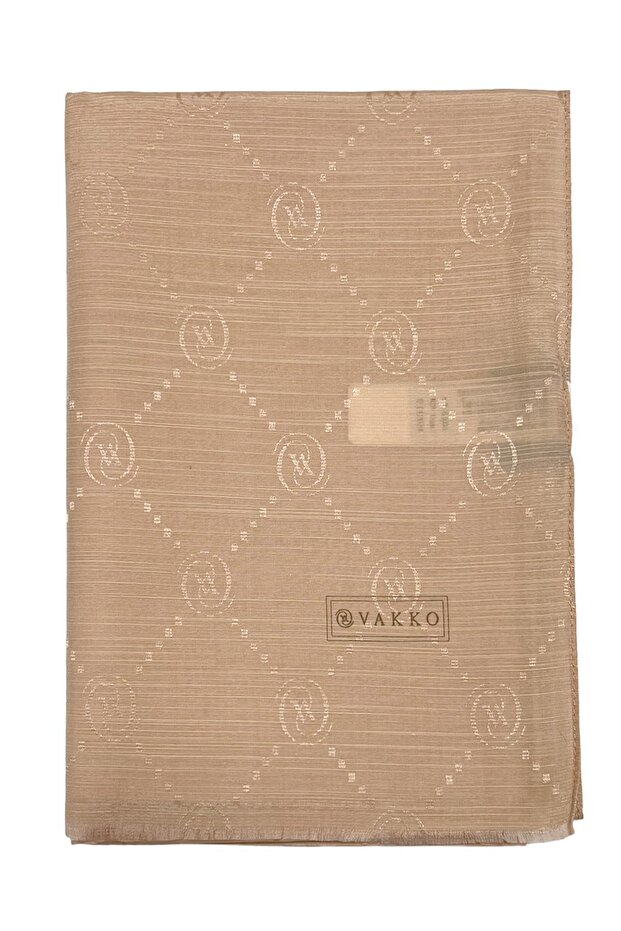 Pamuk İpek Şal - Monogram - Nude - 1