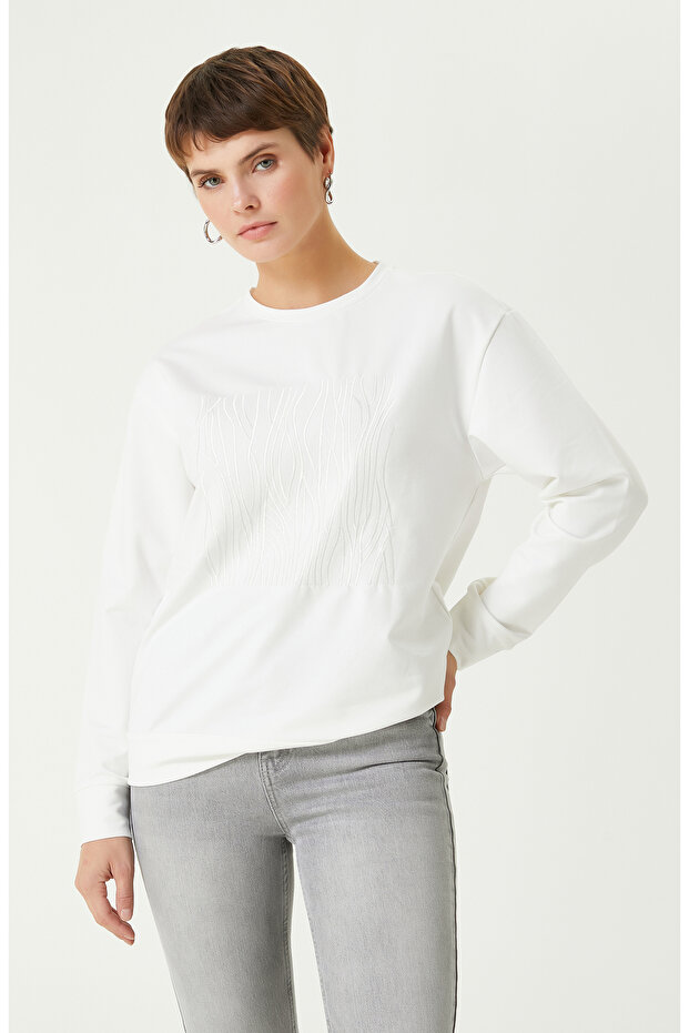Kırık Beyaz Sweatshirt - 1