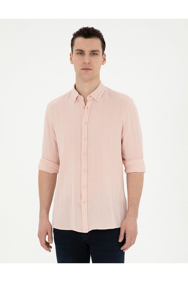 Açık Pembe Regular Fit Uzun Kollu Gömlek 50284407-vr078 - 1