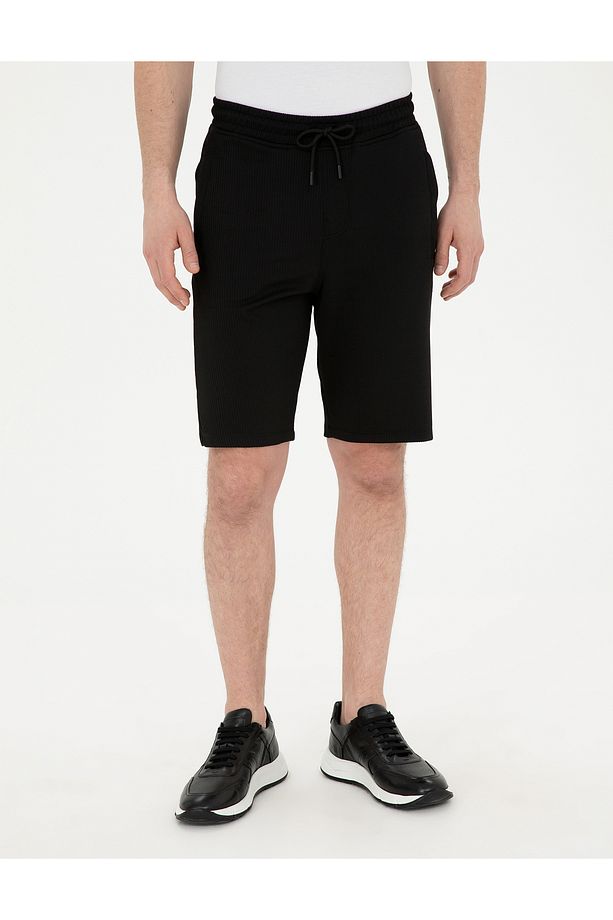 Siyah Regular Fit Örme Şort 50285211-VR046 - 2
