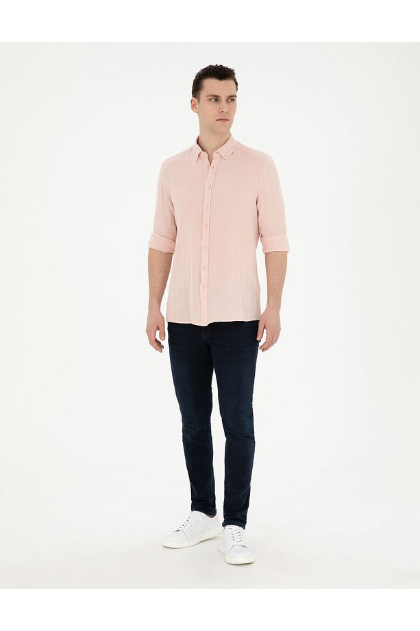 Açık Pembe Regular Fit Uzun Kollu Gömlek 50284407-vr078 - 4