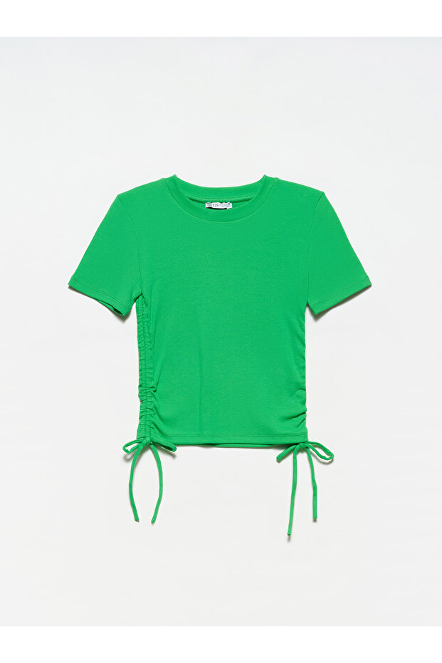 30117 Ruffle Detailed T-shirt-green