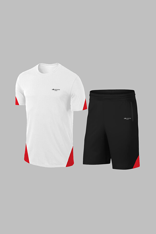 Men's White Dri-Fit Round Neck Pocket Stylish Comfortable T-Shirt Shorts Set (S-3Xl)