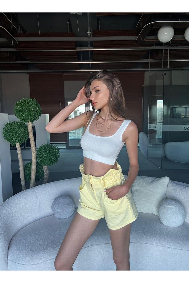 Ivania Yüksek Bel Jean Şort - 1