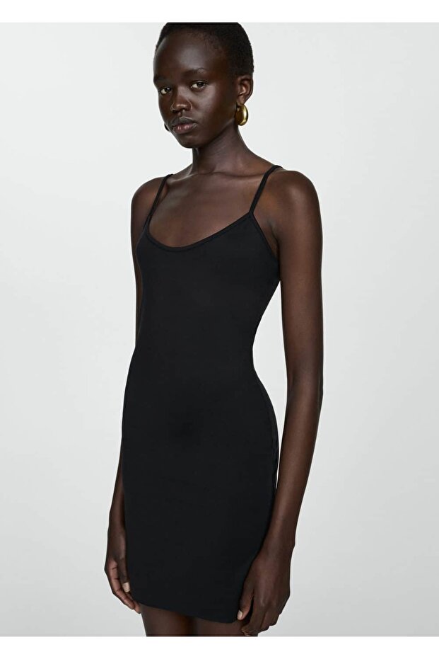 Askılı kısa astarlı elbise - 1