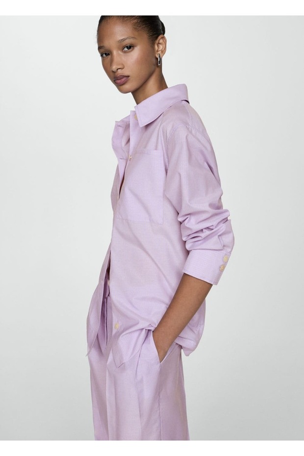 Çizgili geniş gömlek - 1