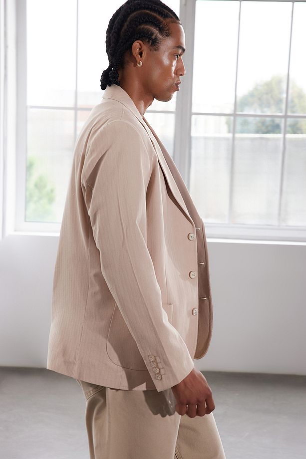 Limited Edition Taş %100 Pamuk Silm Fit Balıksırtı Dokuma Blazer Ceket TMNAW25BC00001 - 3