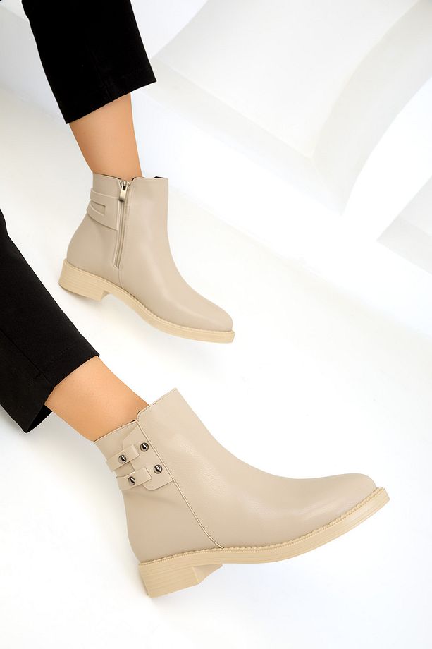 Bej Kadın Bot & Bootie 19589 - 5