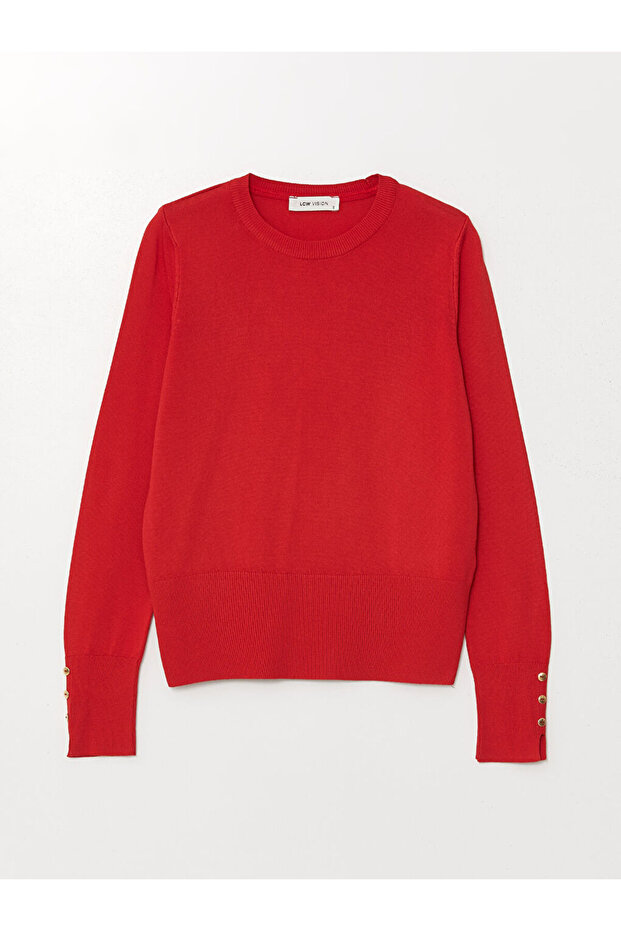 LCW Bisiklet Yaka Düz Uzun Kollu Kadın Triko Kazak - 1