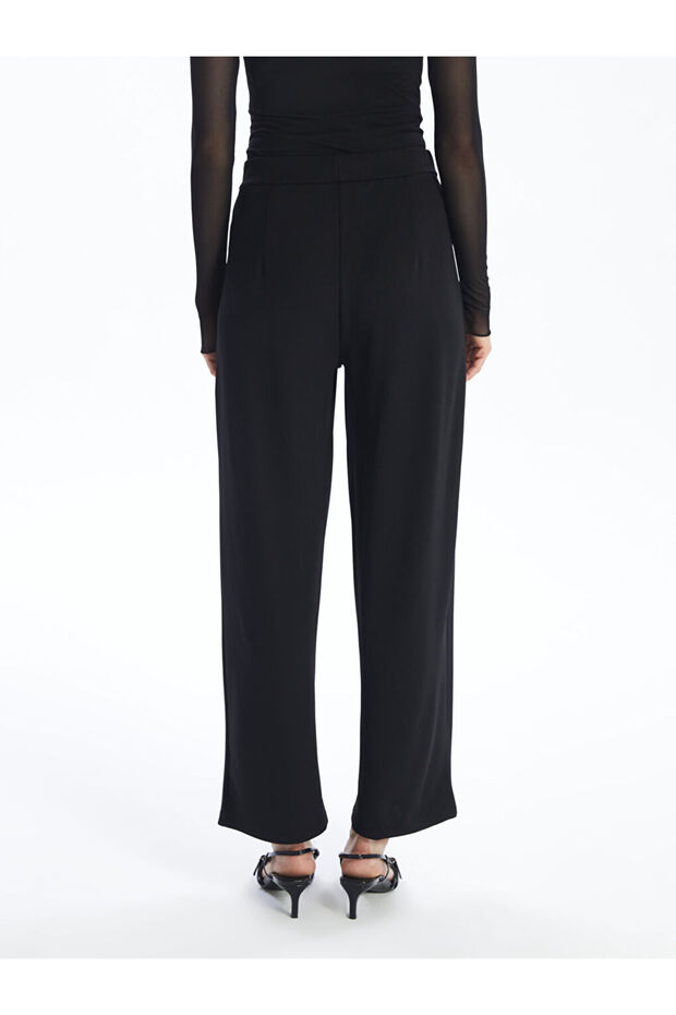 LCW Beli Lastikli Düz Geniş Paça Kadın Pantolon - 4