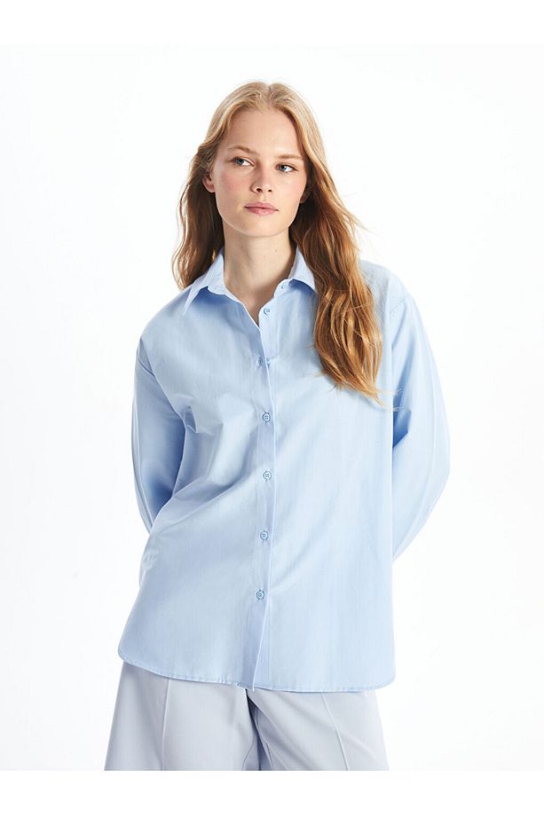LCW Düz Uzun Kollu Oversize Kadın Gömlek - 1