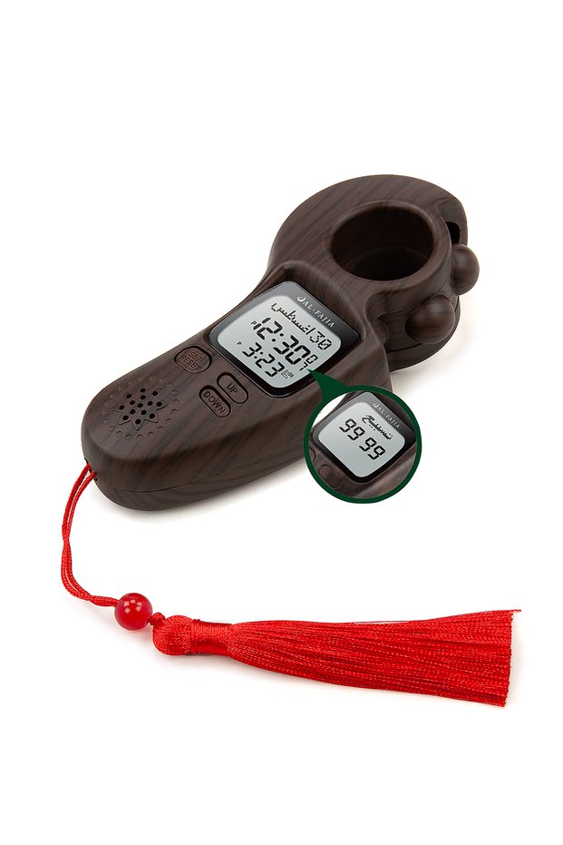Azan reading lighted voice sliding al-fajia digital counter tasbih zikirmatik dark brown