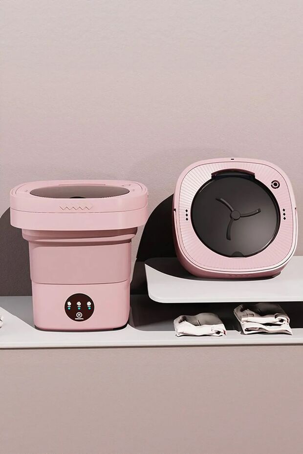 Katlanır Mini Çamaşır Makinesi Pembe 6 Litre - 5