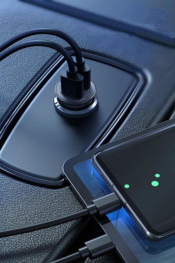 Araç Içi Çakmaklık 2xusb Girişli Hızlı Şarj 2.4a 12watt Başlık 1.2m Type-c Kablolu - 3