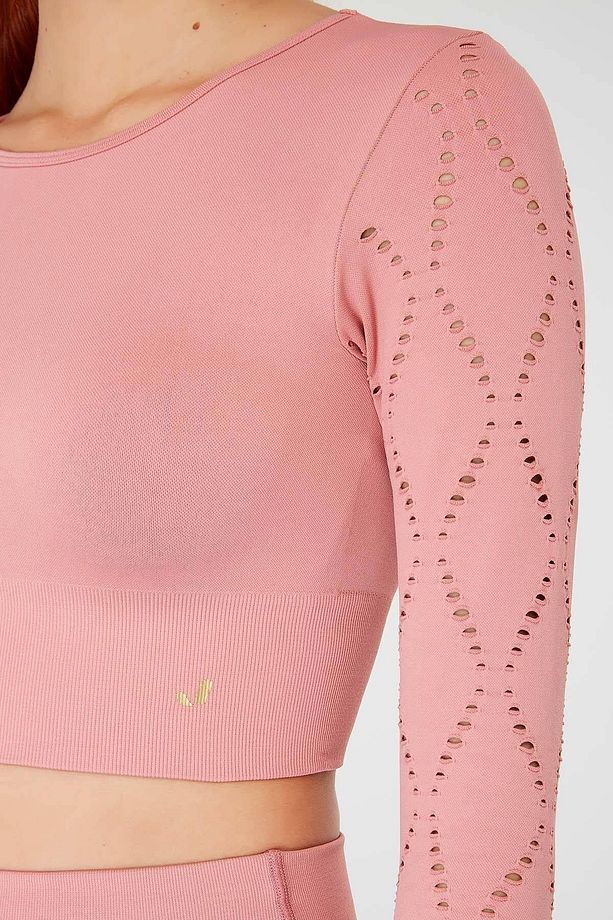 Naples Uzun Kol Crop Top Econyl Pembe - 3