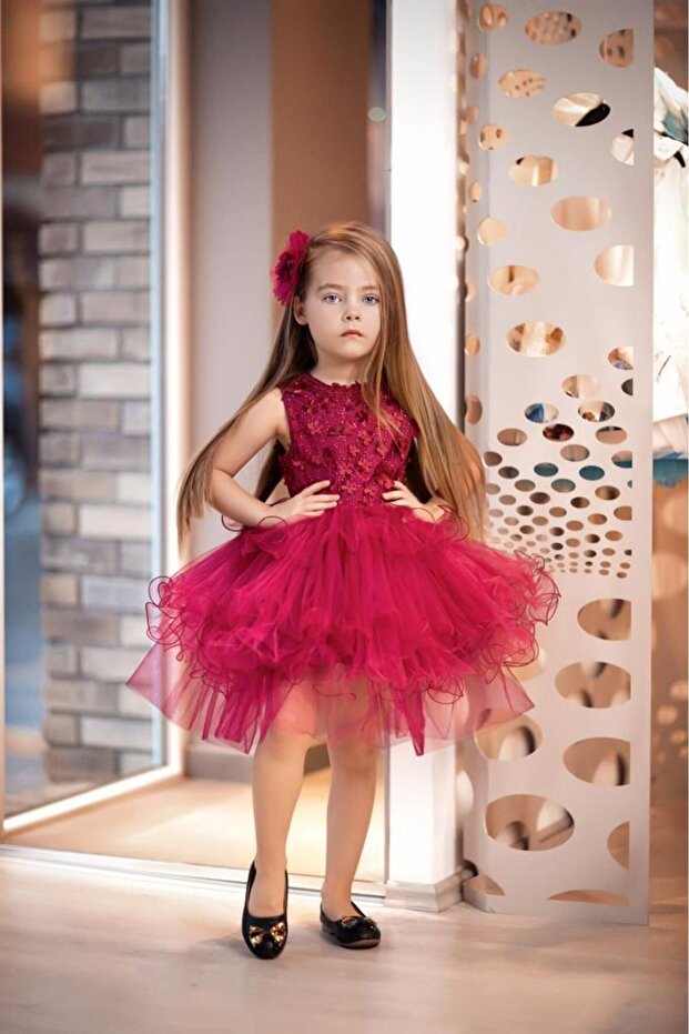 Girl's Tulle Evening Dress (One Size Larger Can Be Preferred)