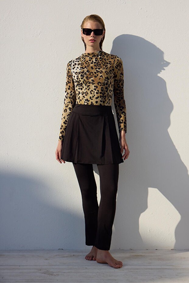 Fekete fürdőruha szoknya - redős részlet - 5