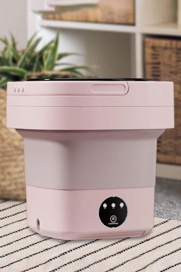 Katlanır Mini Çamaşır Makinesi Pembe 6 Litre - 3
