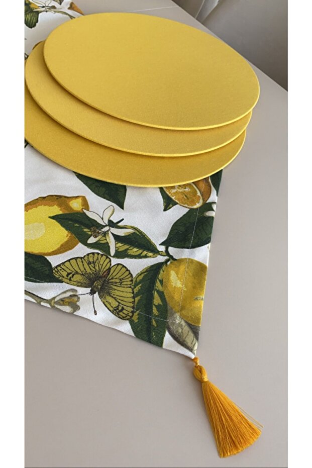 Limon Desenli Runner + 6 Lı Supla Set - 2