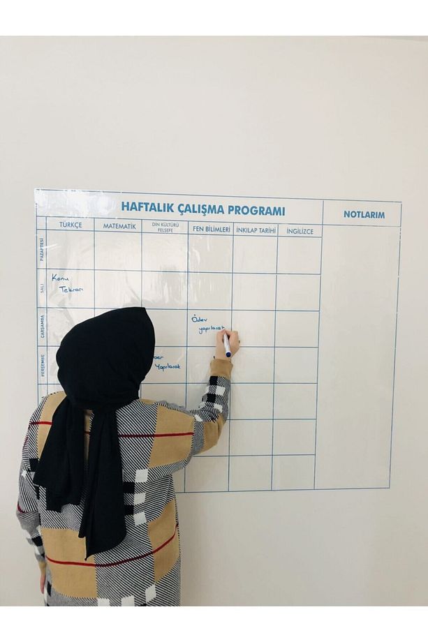 Haftalık Ders Çalışma Programı 5-6-7-8. Sınıf Statik Akıllı Kağıt Yazı Tahtası 120x100 Cm Kalem - 4